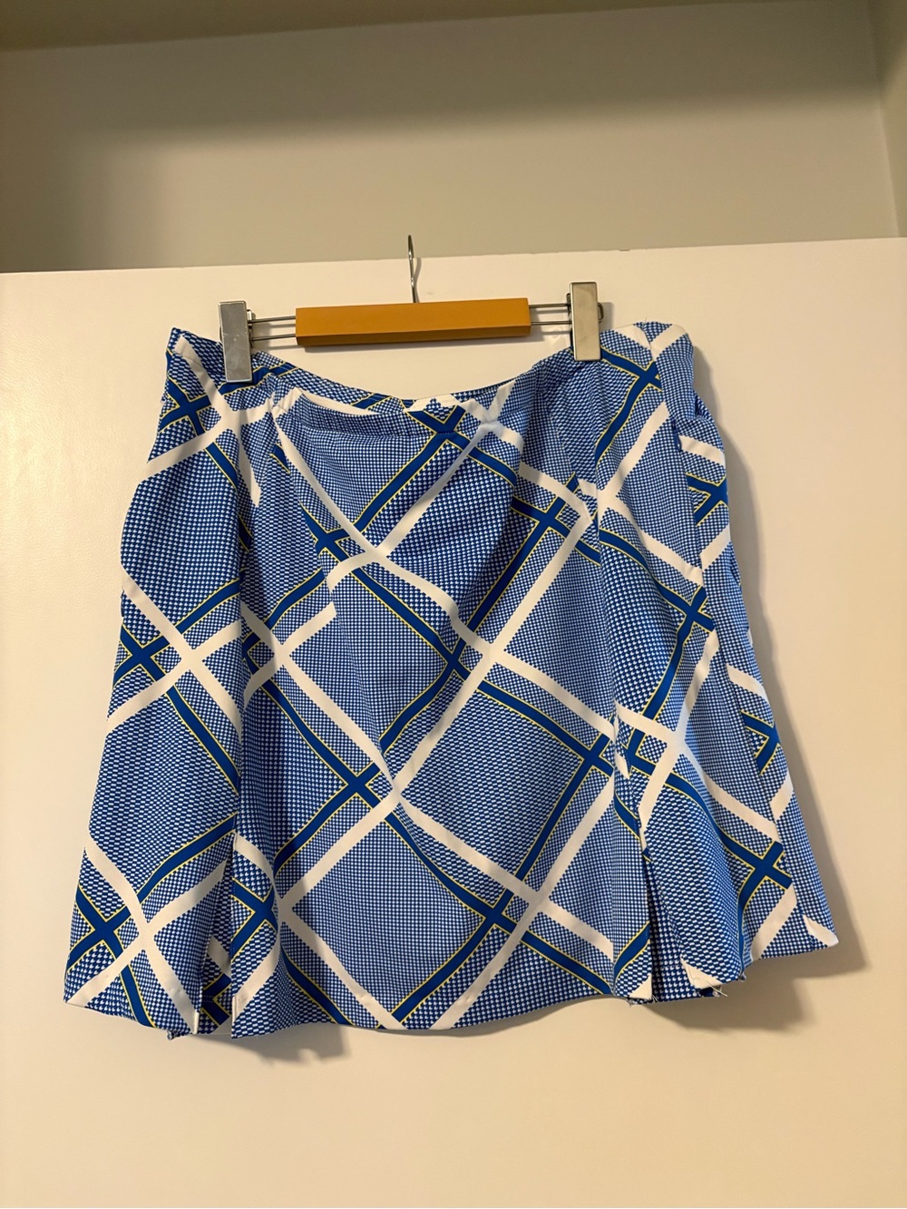 Tail Blue White Plaid Golf Skort with Yellow Trim